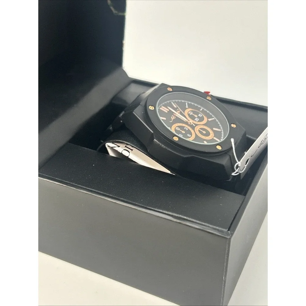 NIB Ed Hardy Men's Black Chronograph Watch W/ Rose Gold Details ($95 Retail)