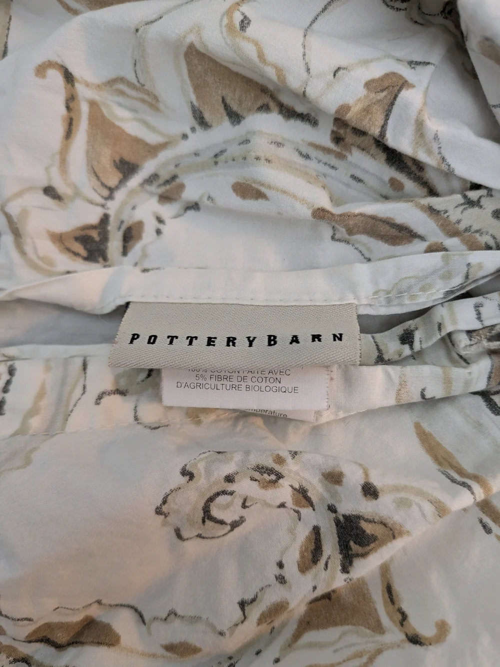 Pottery Barn Organic Cotton Paloma Paisley Duvet Cover + 1 Sham Ivory Beige Boho