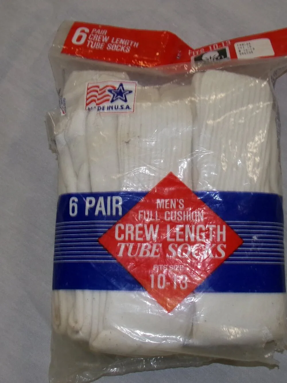 NOS Vtg Stockyard 80s White Crew Length Tube Socks 6 Pack Men's 10-13 USA *READ