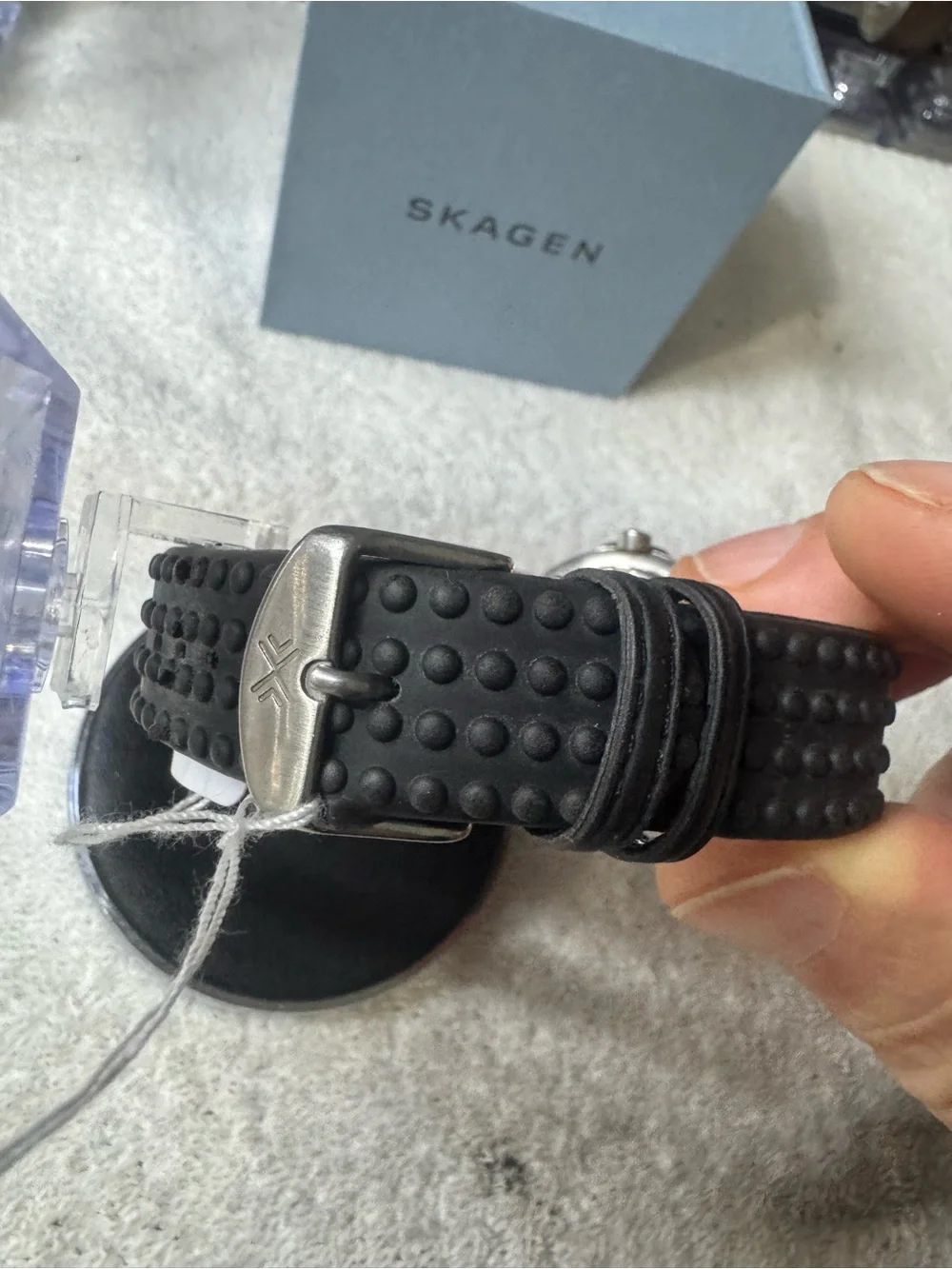 Skagen Black Dial Men's Aktiv Watch with Red Second Hand