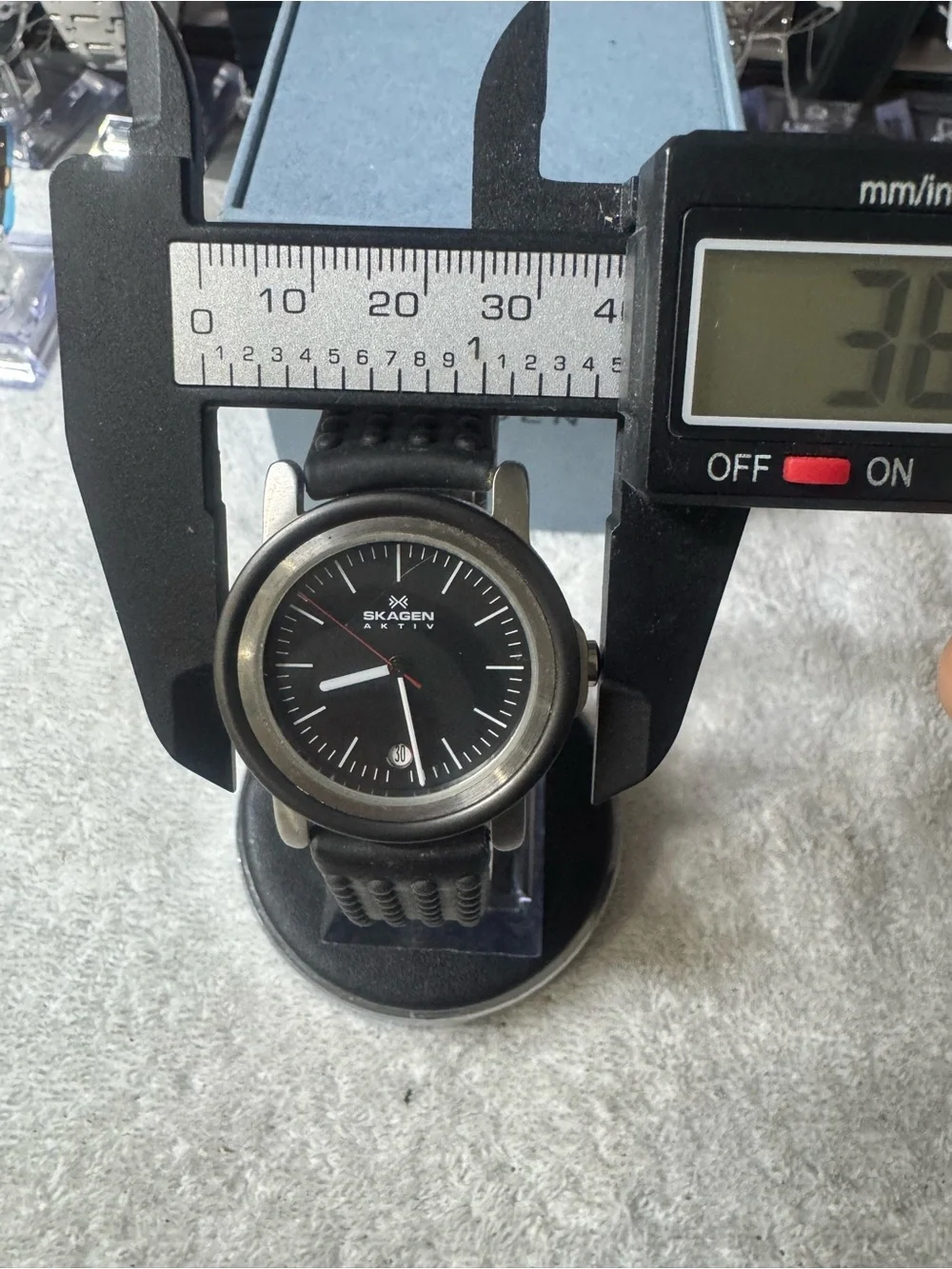 Skagen Black Dial Men's Aktiv Watch with Red Second Hand