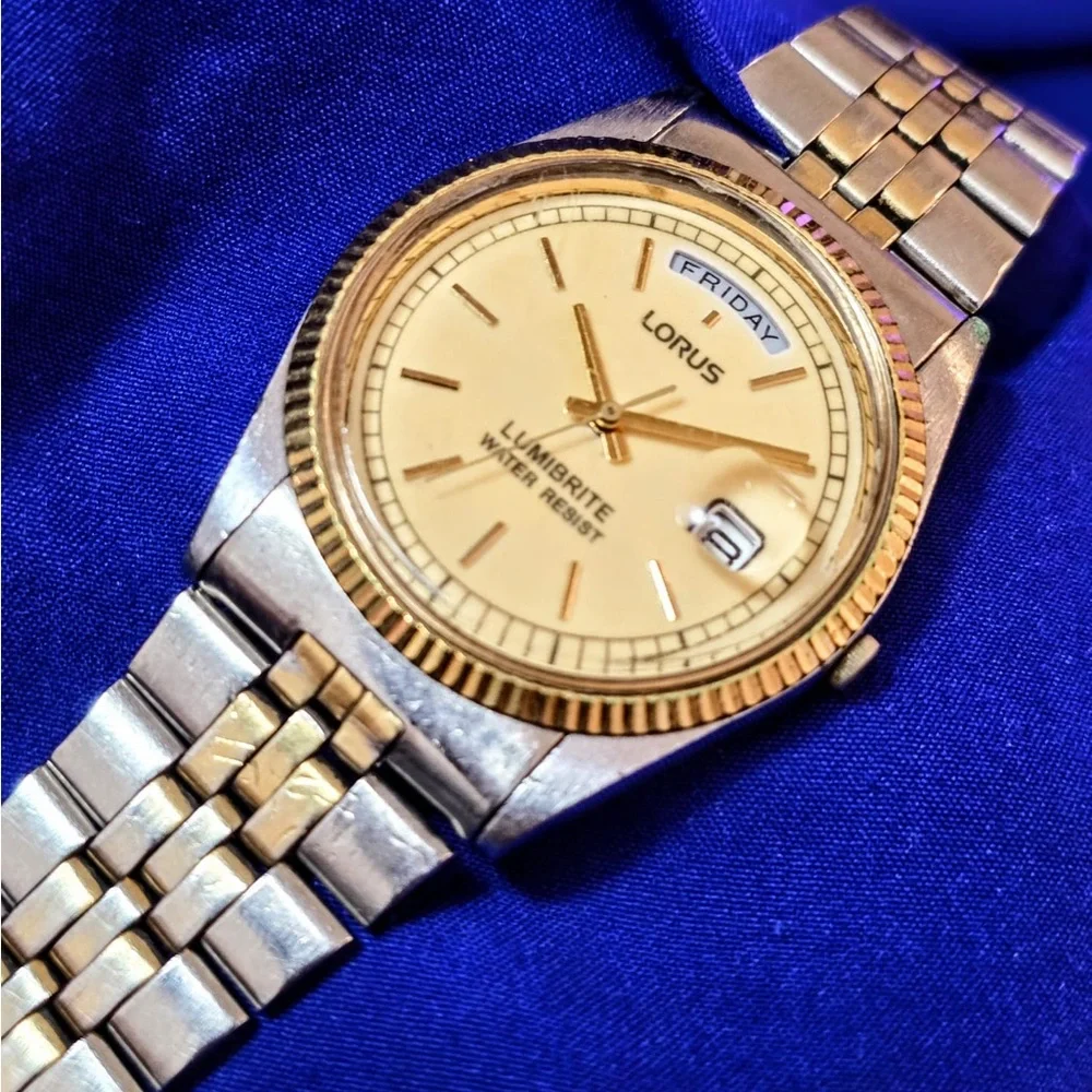 Lorus by Seiko Presideny Day Date Gold Tone Mens Watch