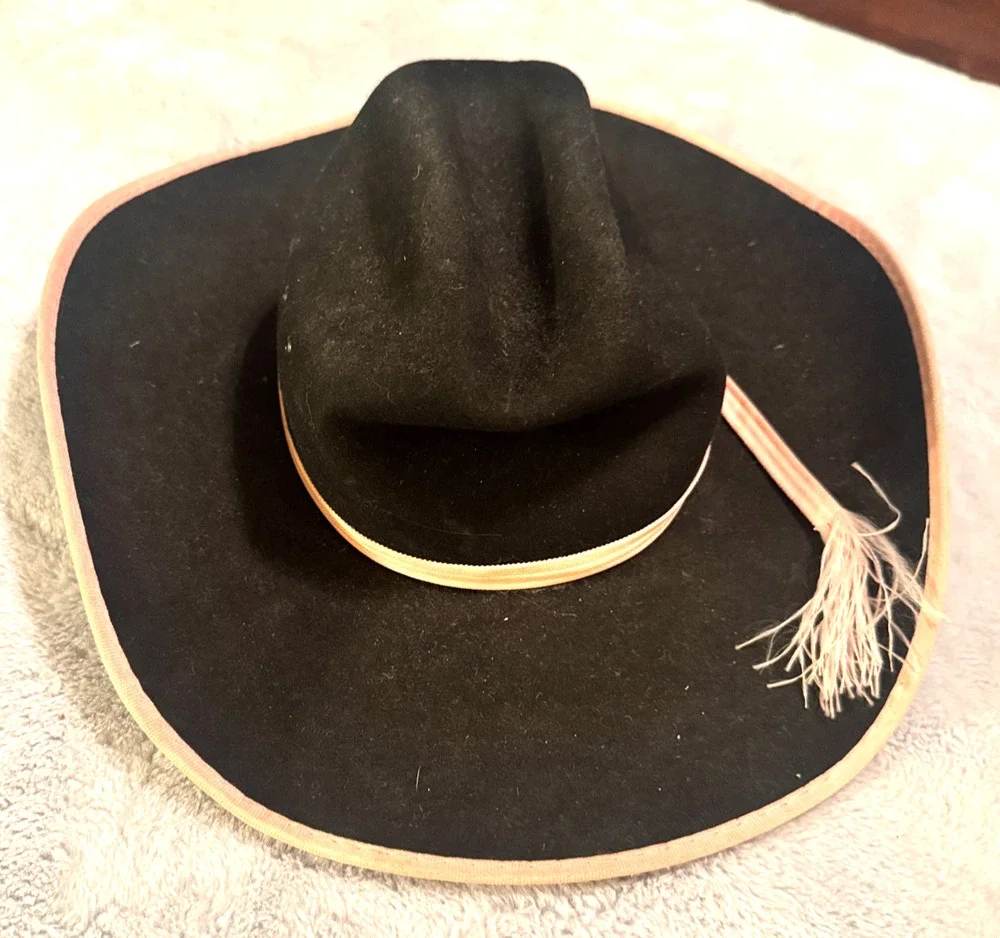 Twister Hats Black‎ Wool Cowboy Youth sz M Cowgirl Western Hat Rodeo Pink ribbon