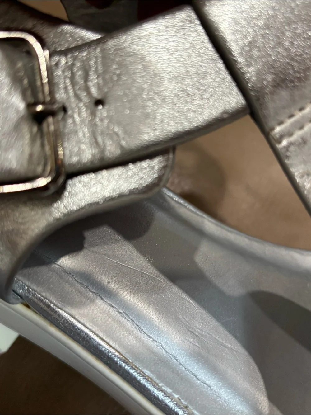 J Adam’s Metallic Silver 3 inch Platform Sandal with White Lug Sole