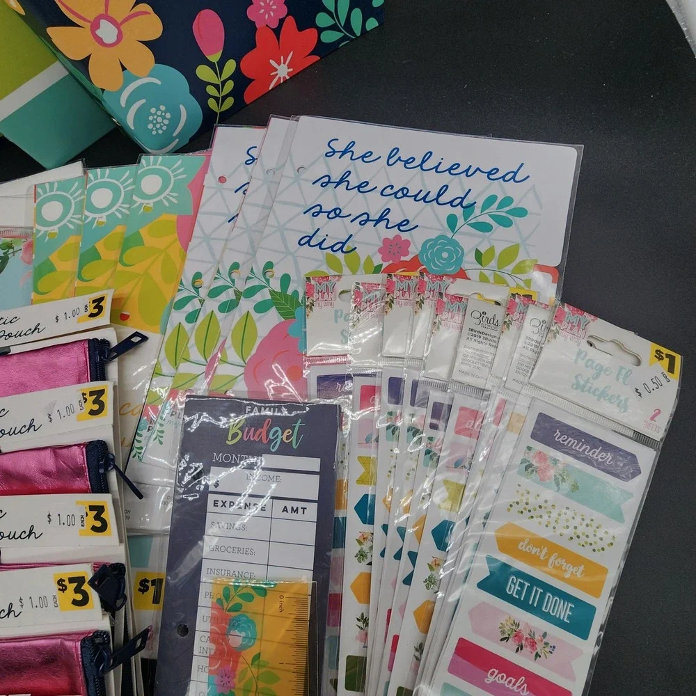 My Plan Multicolor Floral Planner Bundle Binders Stickers Pouches Stationery