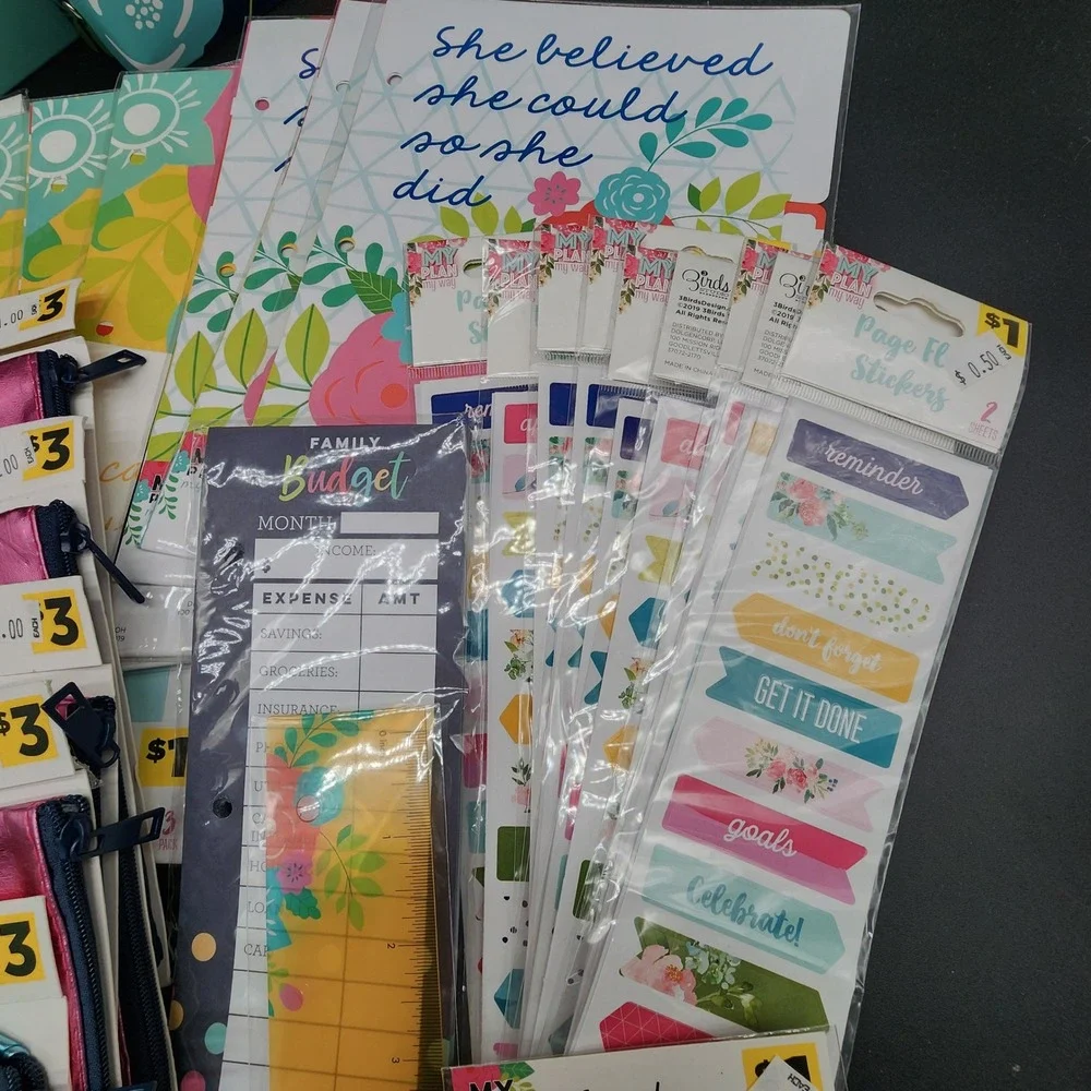 My Plan Multicolor Floral Planner Bundle Binders Stickers Pouches Stationery