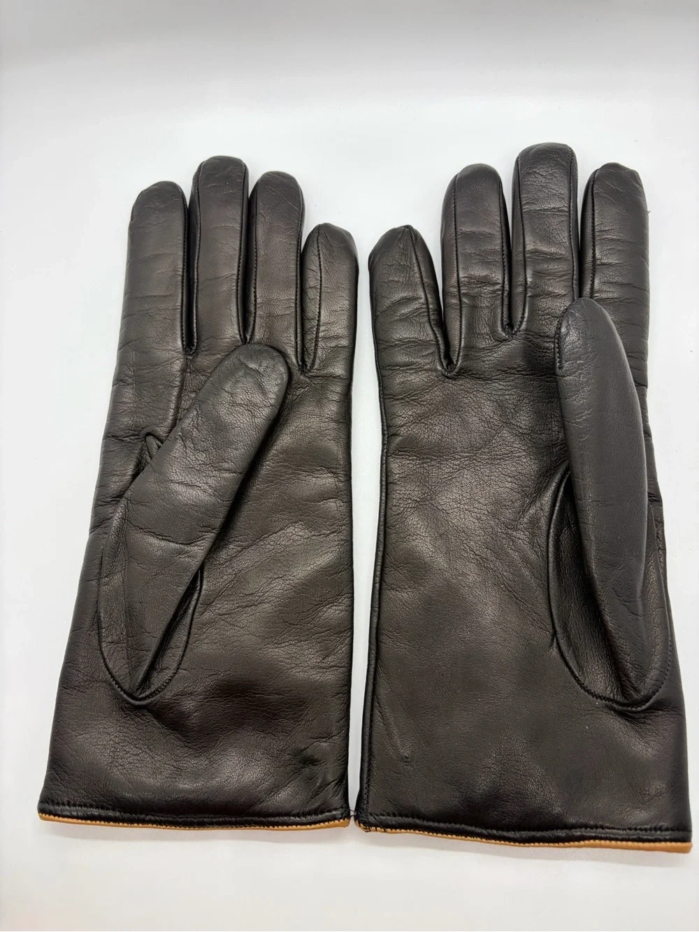 Ladies Black Leather Driving Cashmere Lined Gloves 7 1/2