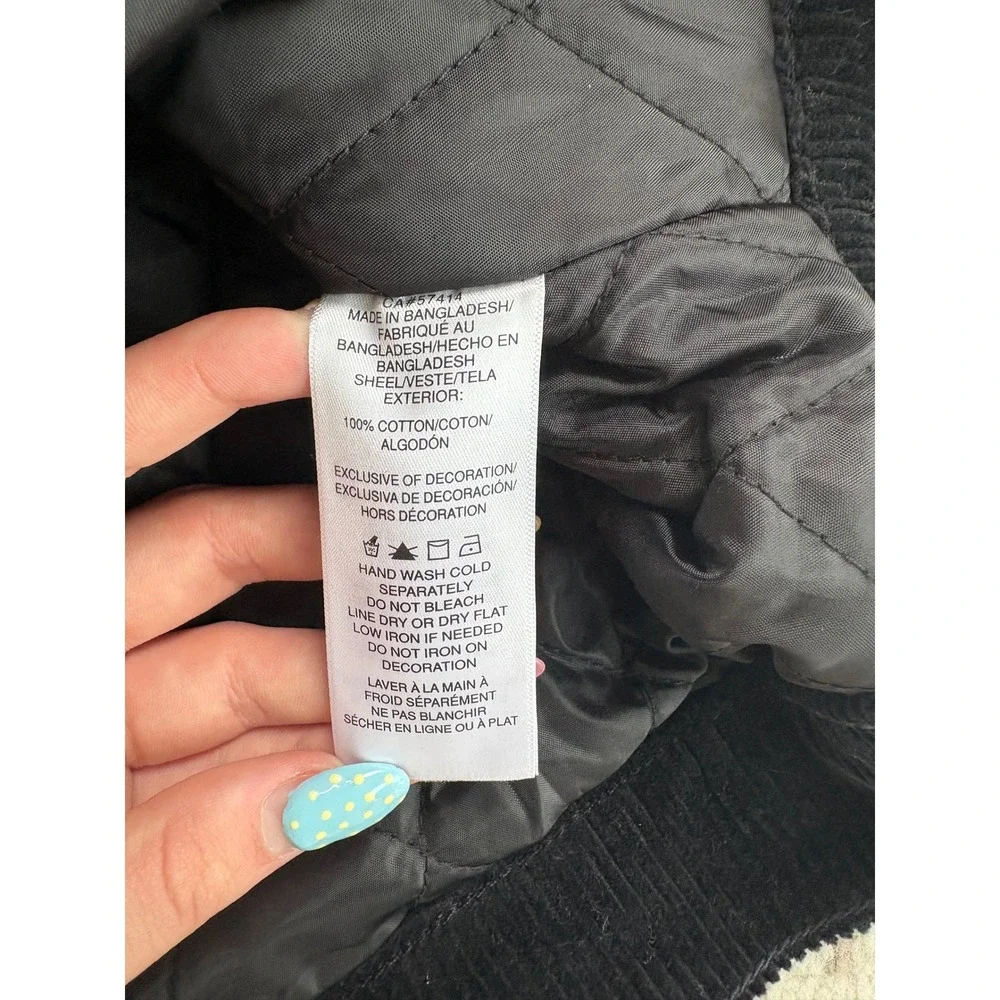 True Religion‎ Mens Corduroy Jacket Bomber Black Hooded Full Zip size small