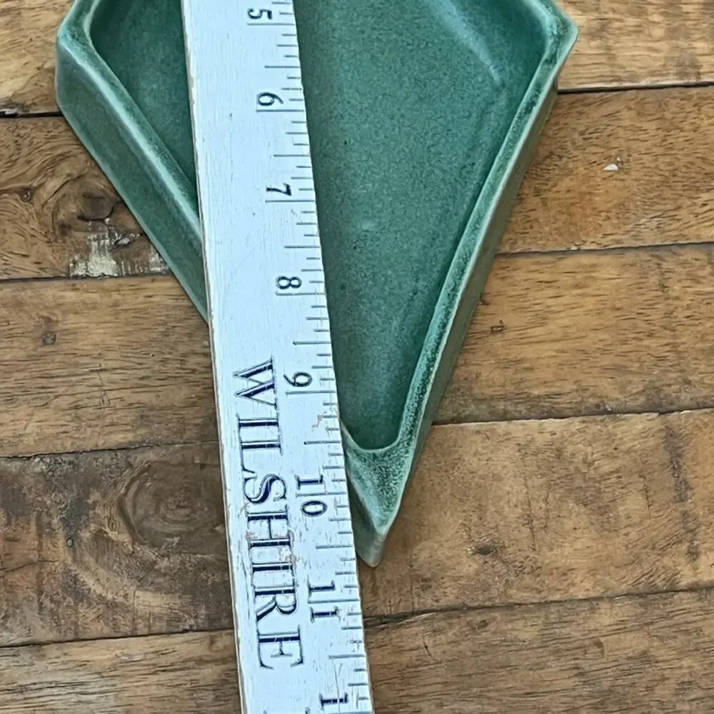 Art Studio Pottery Diamond Shaped Trinket Dish Emerald Green 10.5
