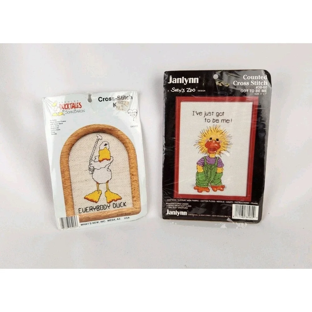 Vintage Lot‎ Suzy's Zoo Counted Cross Stitch Kit Duck John Baron Golf Ducktales