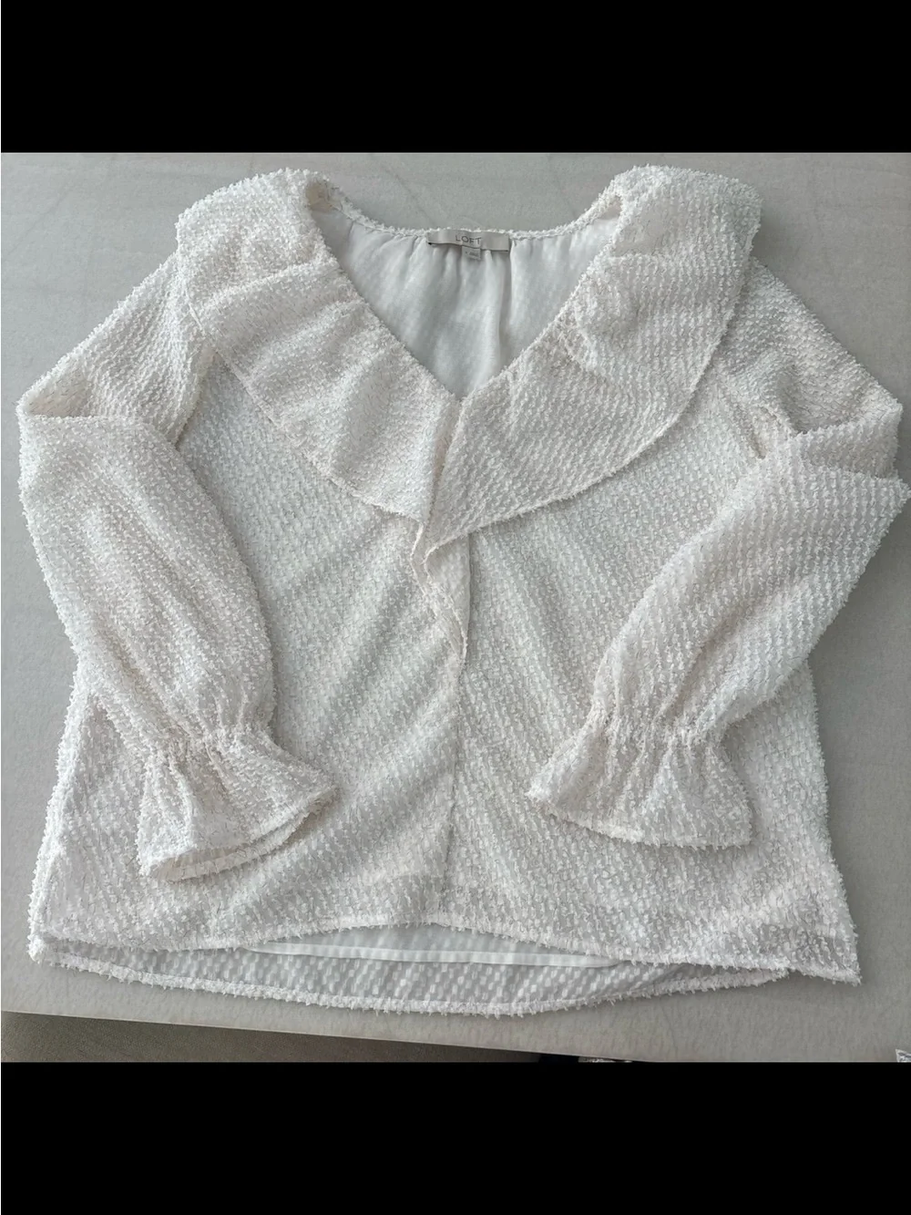 LOFT ivory ruffle