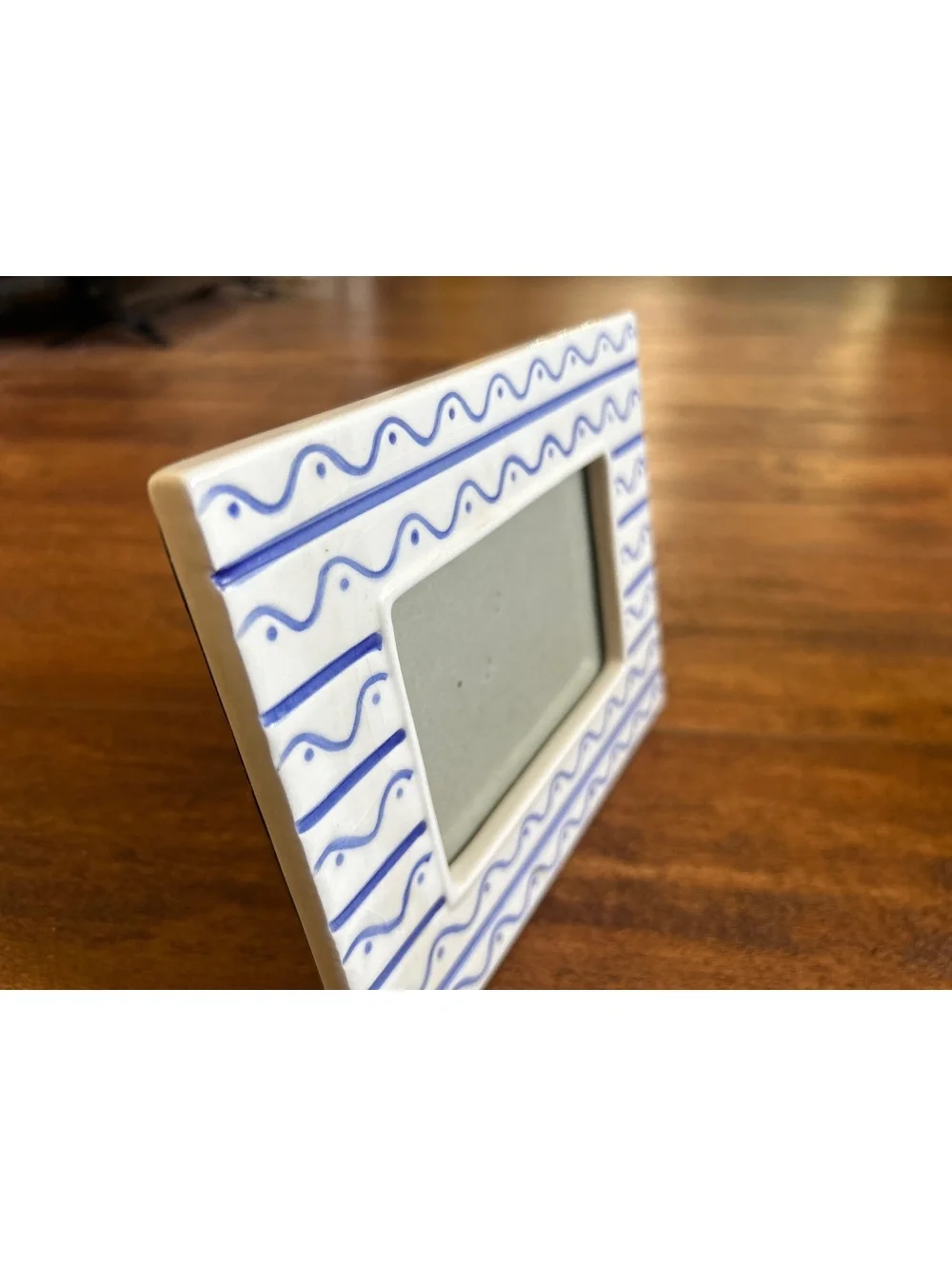 Ceramic Picture Frame with Blue Wave Pattern