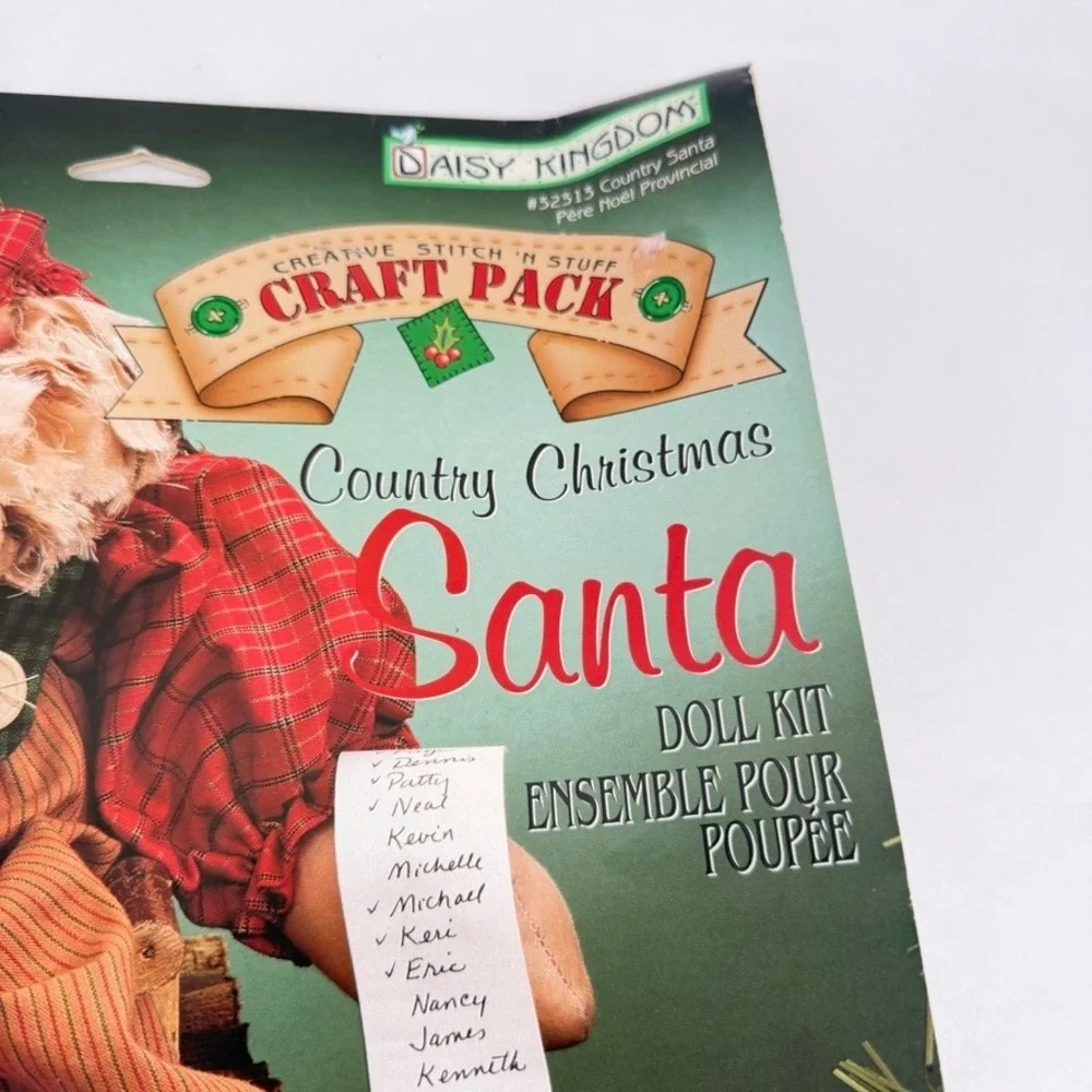 Daisy Kingdom‎ Country Christmas Santa Doll Kit DIY Plaid Fabric Craft Pack NEW