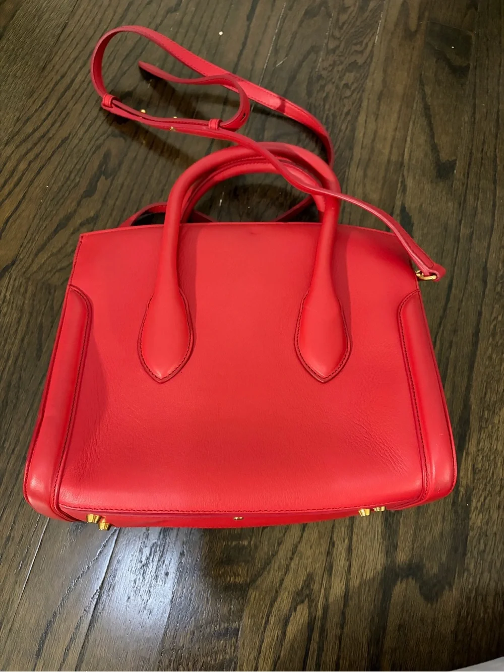 Alexander McQueen Red Leather Top-Handle Crossbody Bag