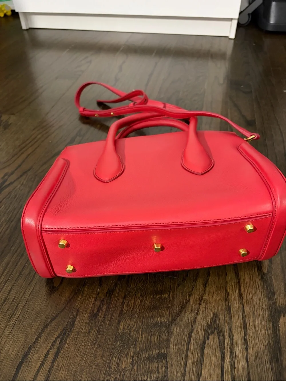 Alexander McQueen Red Leather Top-Handle Crossbody Bag