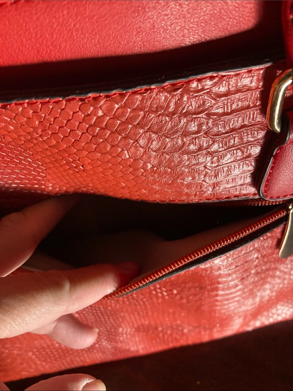 Bright Red Satchel Handbag with Detachable Strap