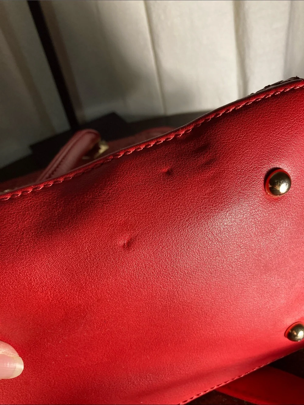 Bright Red Satchel Handbag with Detachable Strap