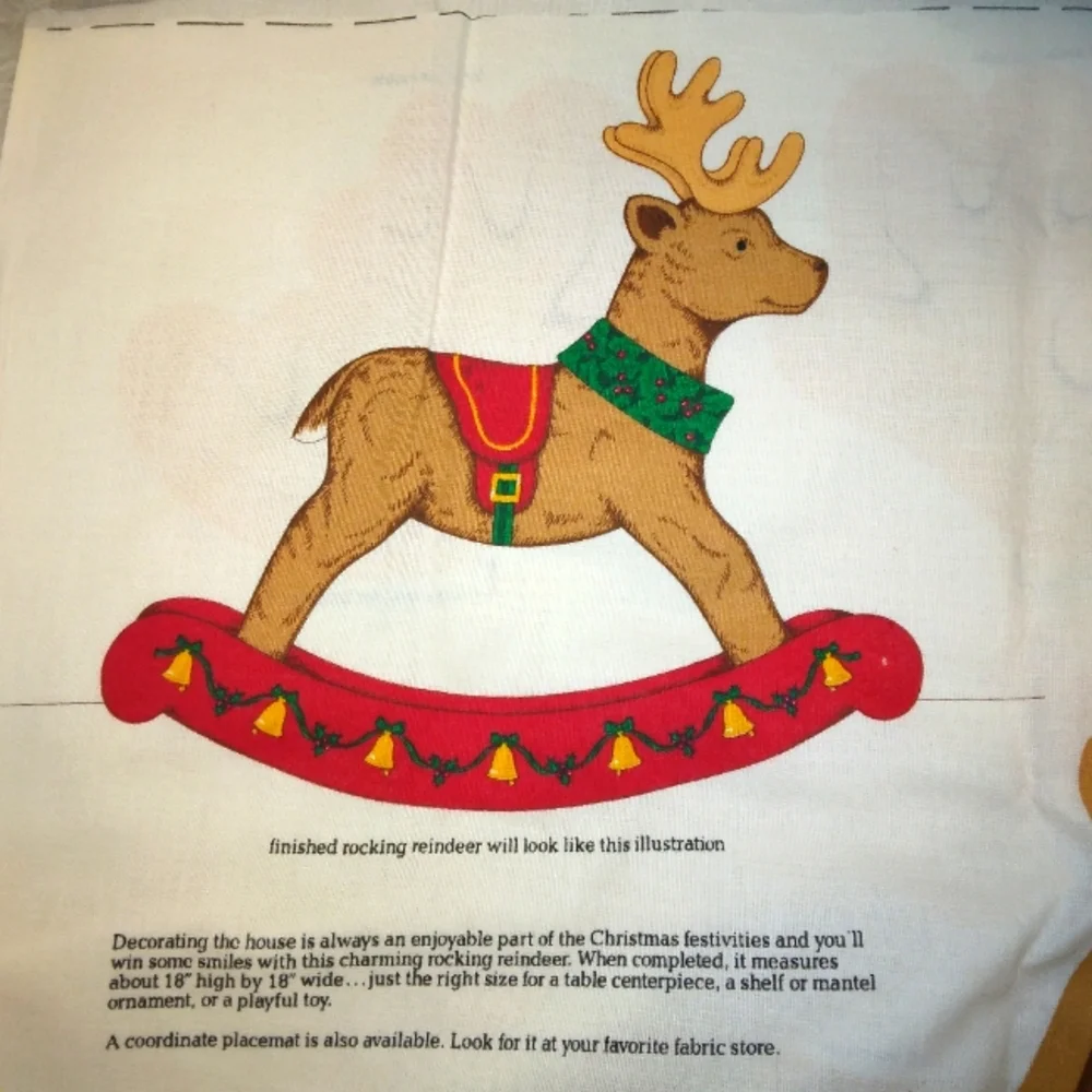FABRIC Keepsake Crafts Rocking Reindeer fabric panel by V.I.P. Cranston