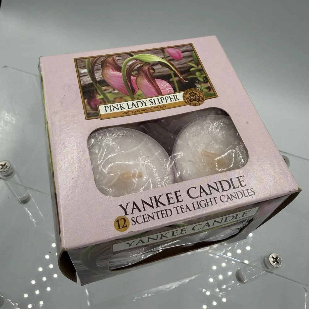 Retired Yankee Candle Pink‎ Lady Slipper One Box of 12 SCENTED TEA LIGHT Candles