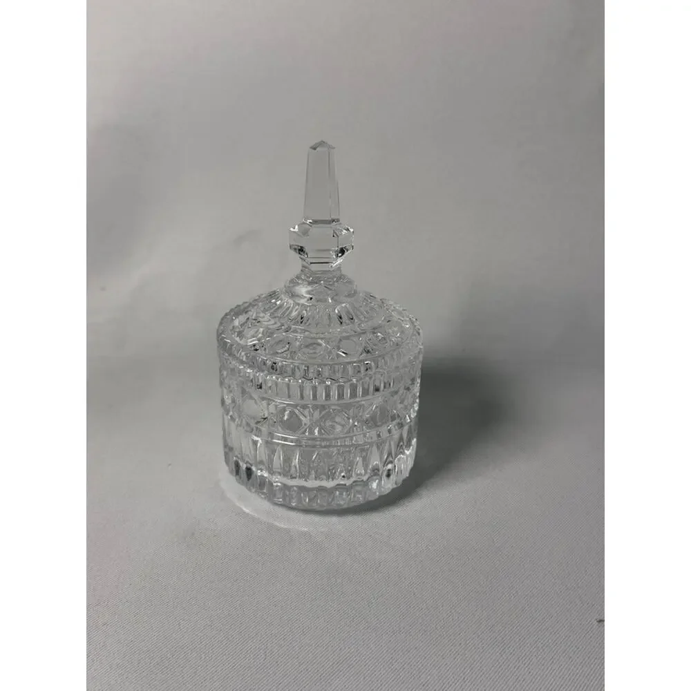 Hollywood Regency Cut Glass Cream & Sugar Set, German Crystal With Footed Tray