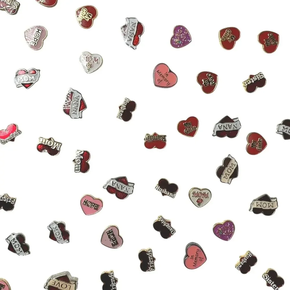 Lot 120+ Locket Charms Heart-Shaped Love Family Mom Dad Son Daughter Nana