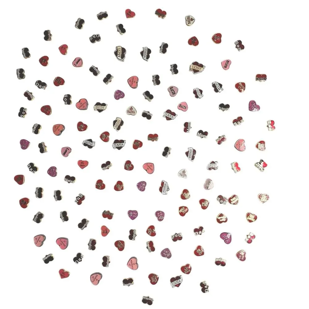 Lot 120+ Locket Charms Heart-Shaped Love Family Mom Dad Son Daughter Nana