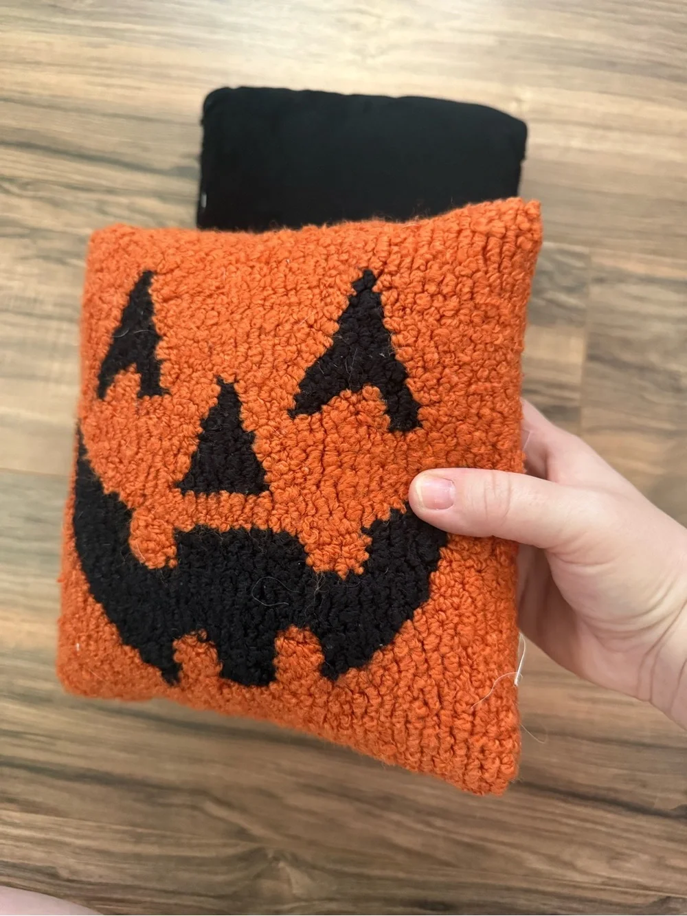 Mini Halloween Needlepoint Jack-O'-Lantern and Ghost Throw Pillow Set