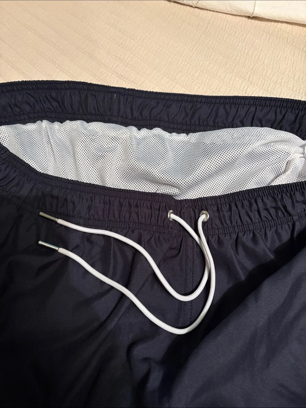 Lands' End Navy Quick-Dry Swim Trunks with Drawstring XL 6” inseam