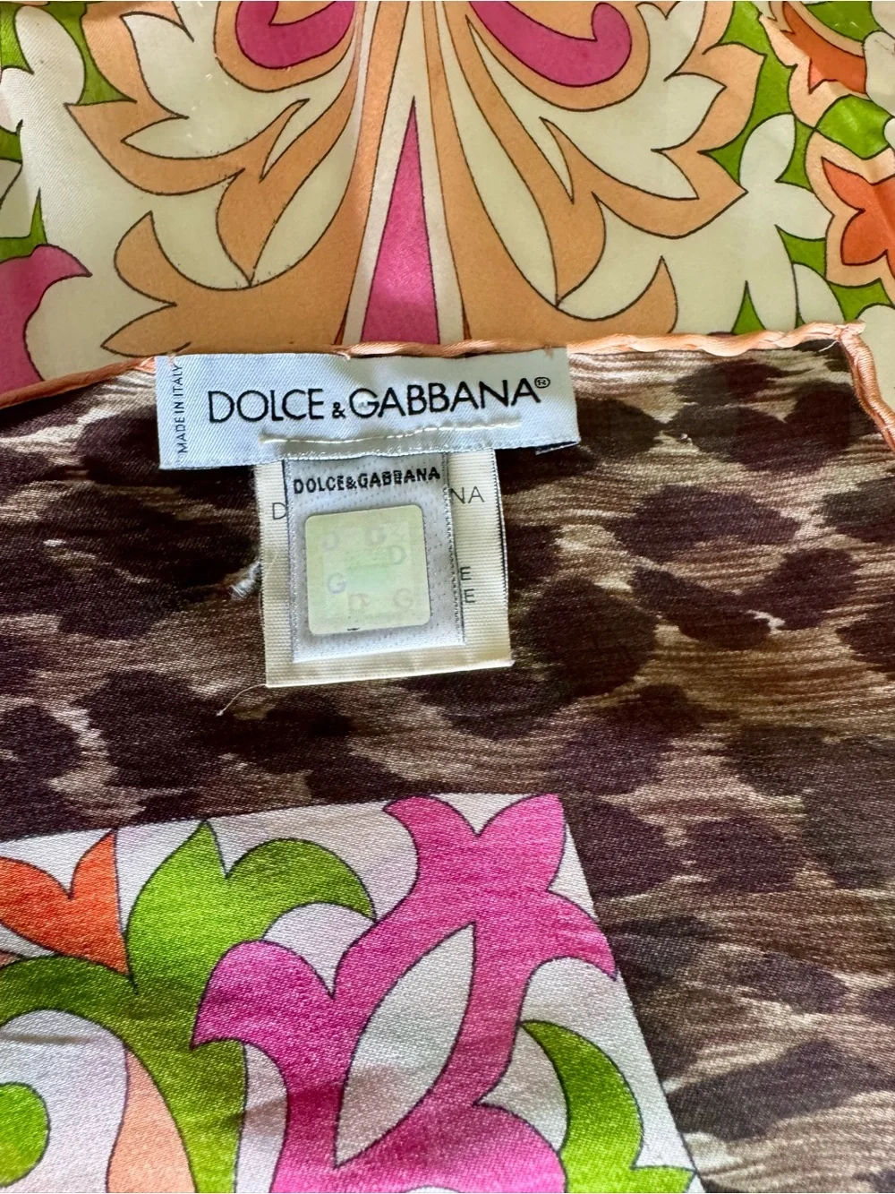 Vintage Designer Dolce & Gabbana 100% Silk Scarf Made in Italy