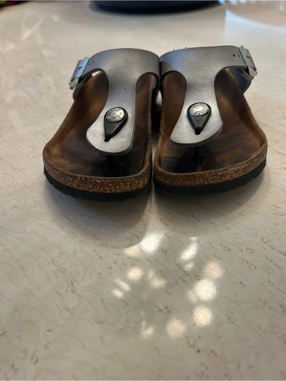Kids Birkenstock gizeh silver sandals