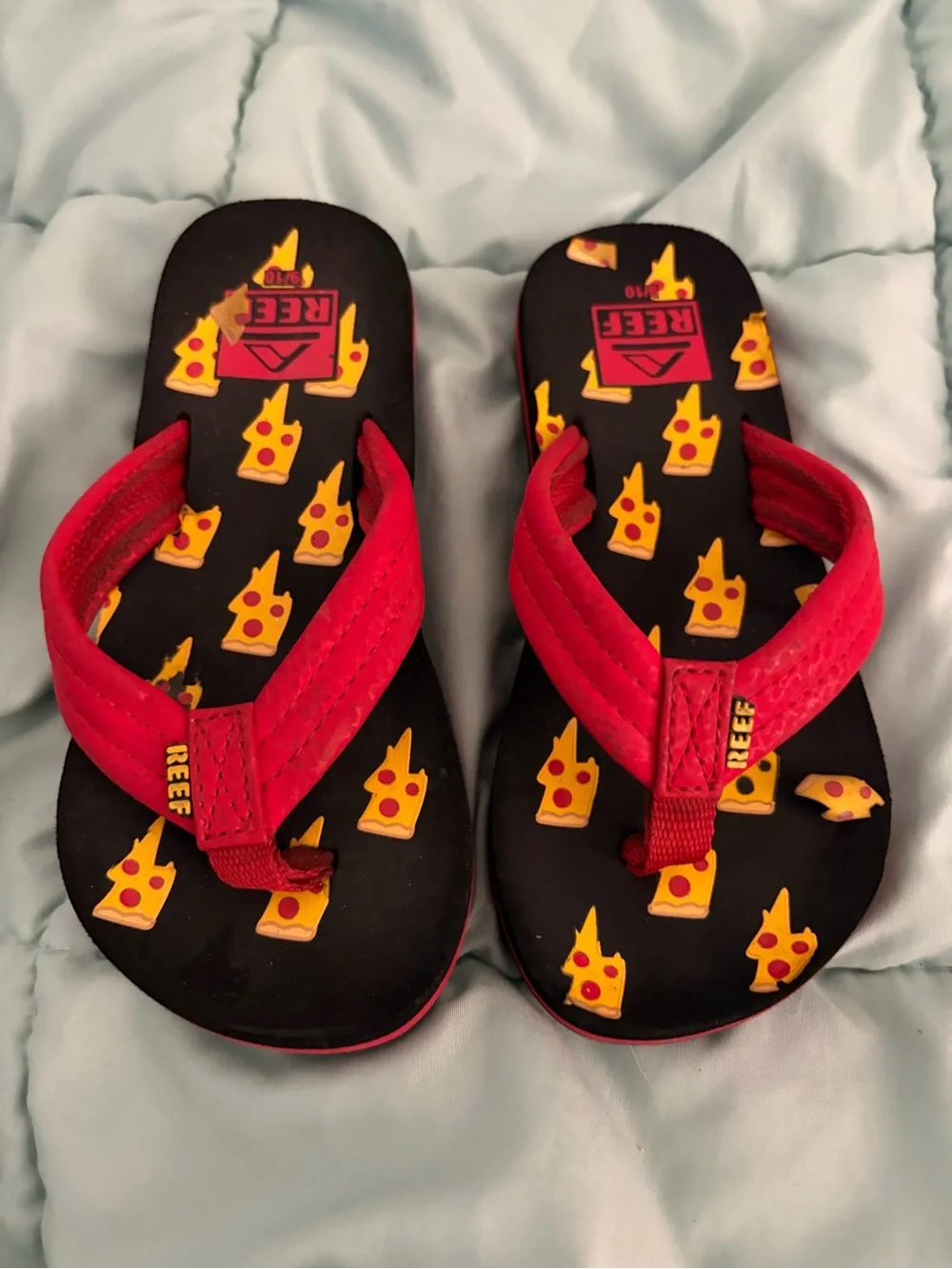 Reef Kids Red Pizza Print Flip Flop Sandals