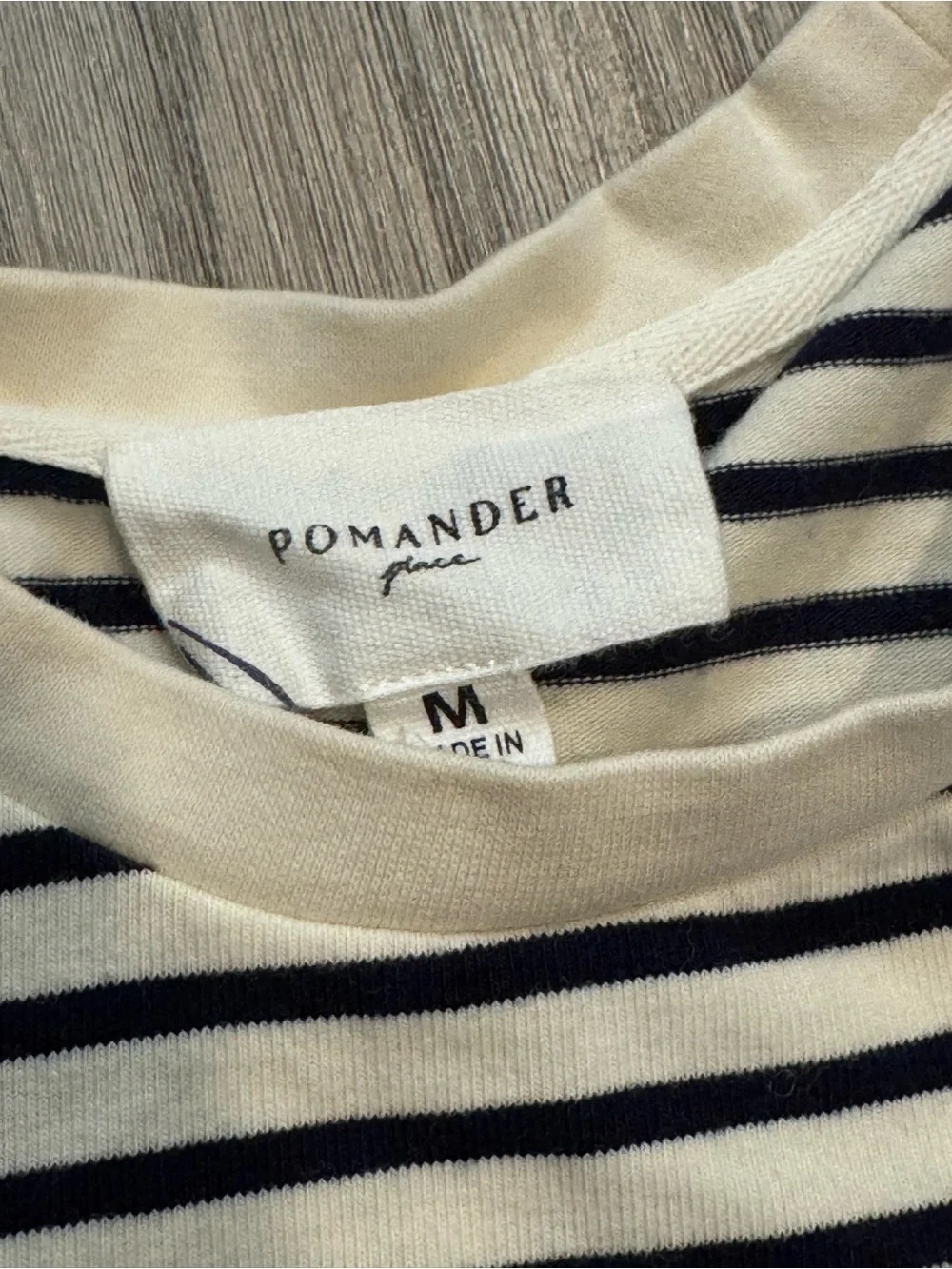 Tuckernuck Pomander Place Vesty Navy Ivory Striped Puff Sleeve Top medium