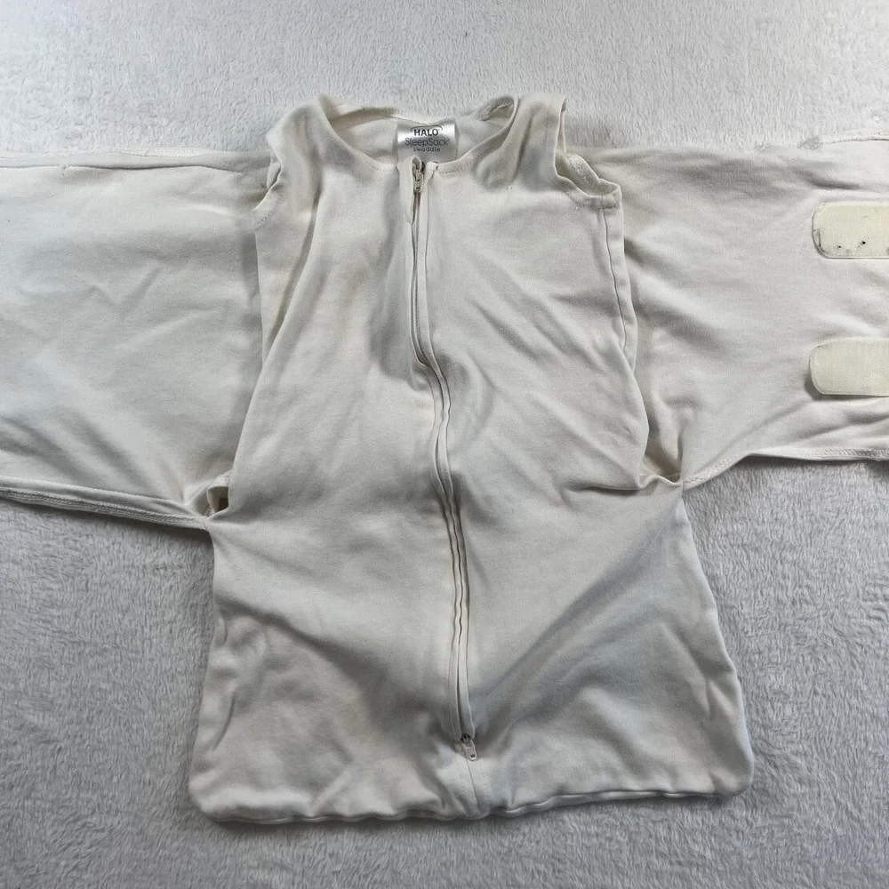 Halo SleepSack Swaddle Gown Baby 0-3‎ Months White Cotton Zip Wearable Blanket