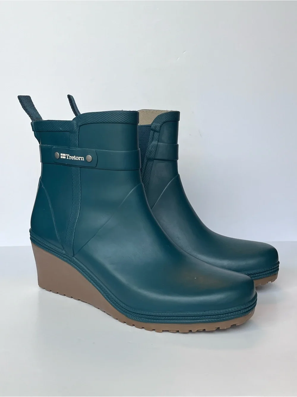 TRETORN Emma Wedge Rain Boots Teal Green Gum Sole Women’s EU 37 US 6-6.5