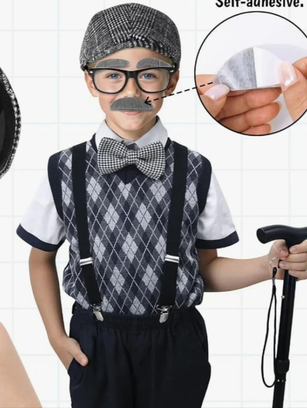 NWT Boys Old Man 6 Pc Halloween Costume Sz 8-10