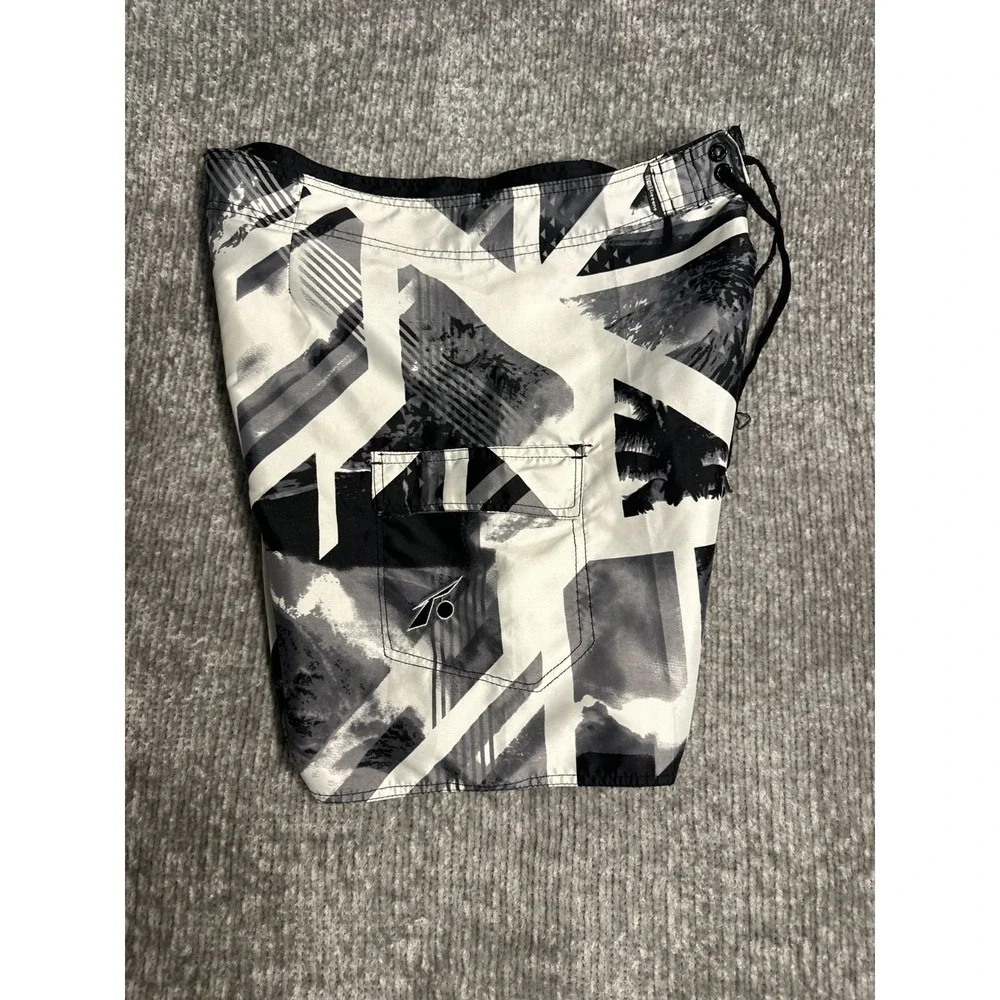 Vintage Freeone Board Shorts Black White Grunge Skate Surf Swim Trunks 36