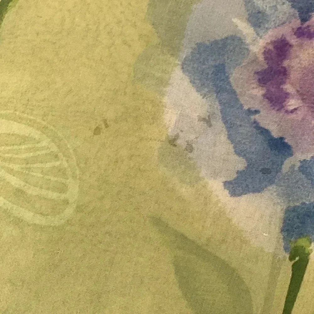 Echo silk scarf lime, green with blue and purple floral print