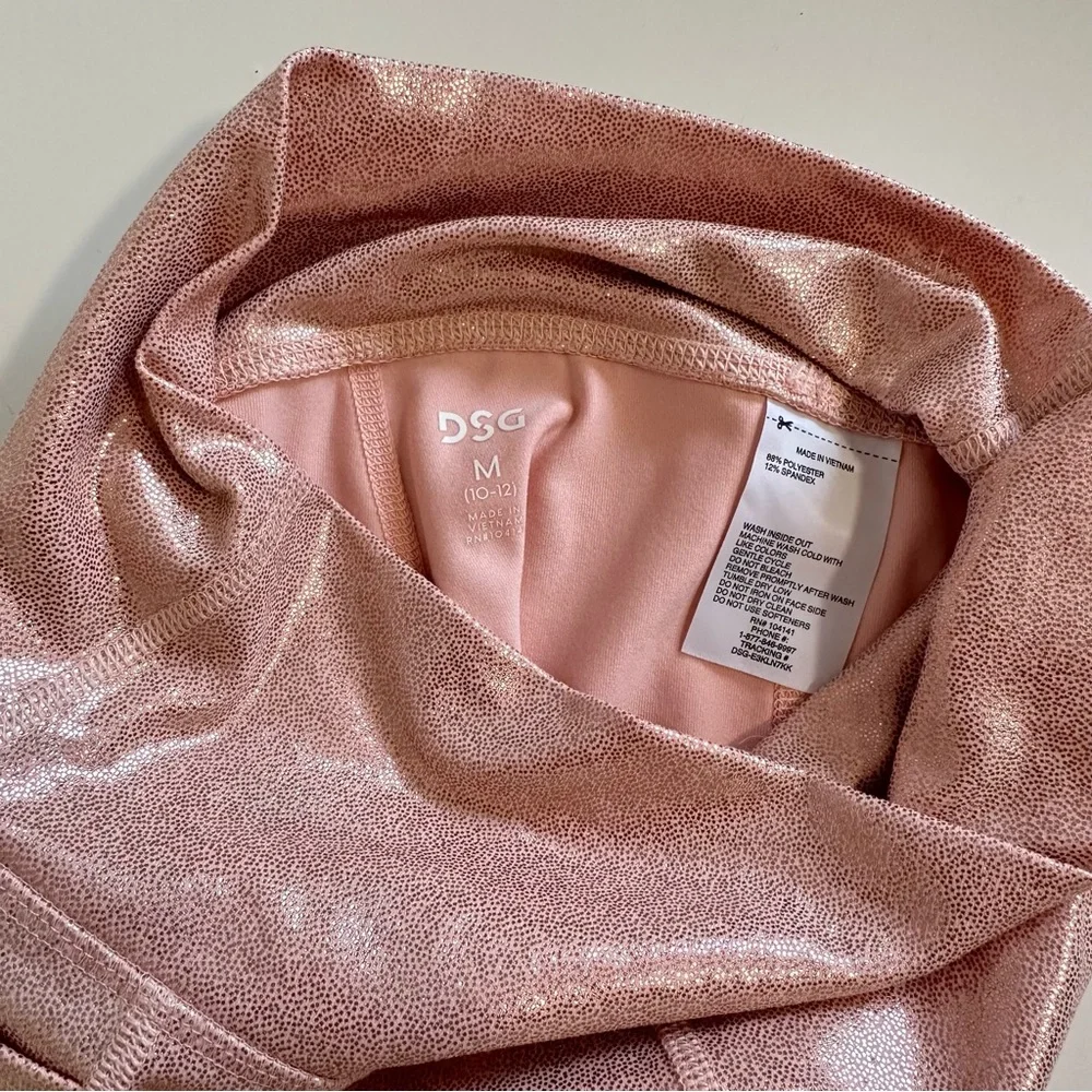 DSG Pink Shimmery Girls Active Crop Top & Leggings Set