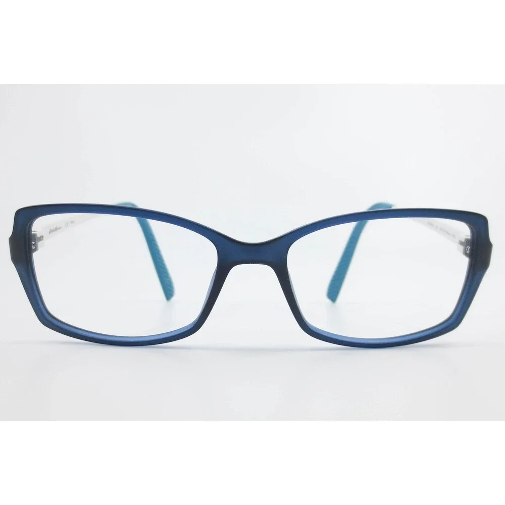 Eddie Bauer EB32216 NV Navy Blue White Rectangle Eyeglasses Frames 52-16-135