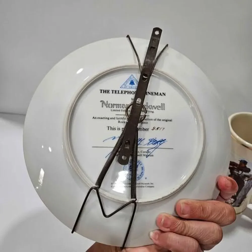 Norman Rockwell AT&T Telephone Lineman Plate and Limited Edition Tankard Mug. 2