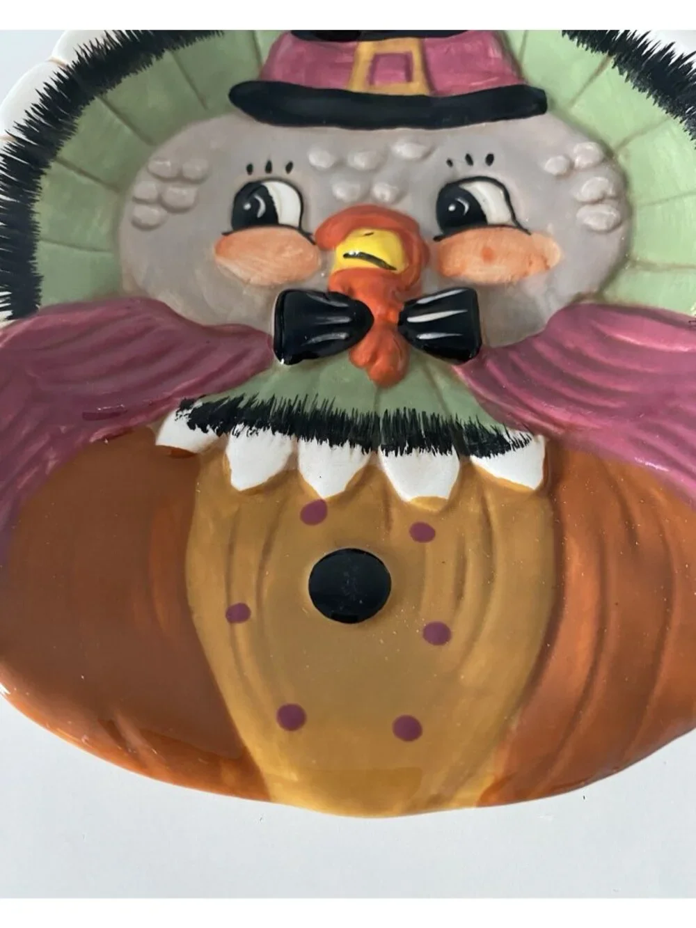 Johanna Parker Fall Thanksgiving Turkey Pilgrim Hat Ceramic Spoon Rest NEW