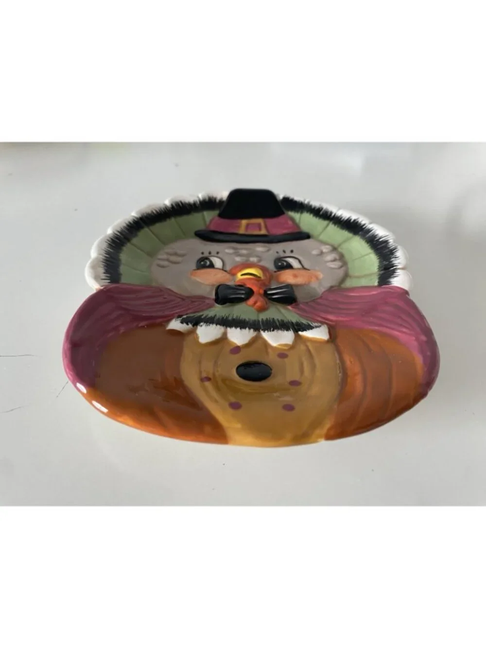 Johanna Parker Fall Thanksgiving Turkey Pilgrim Hat Ceramic Spoon Rest NEW