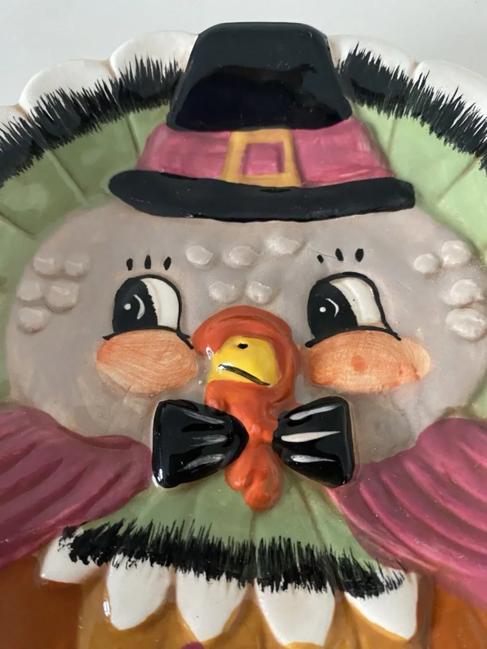 Johanna Parker Fall Thanksgiving Turkey Pilgrim Hat Ceramic Spoon Rest NEW