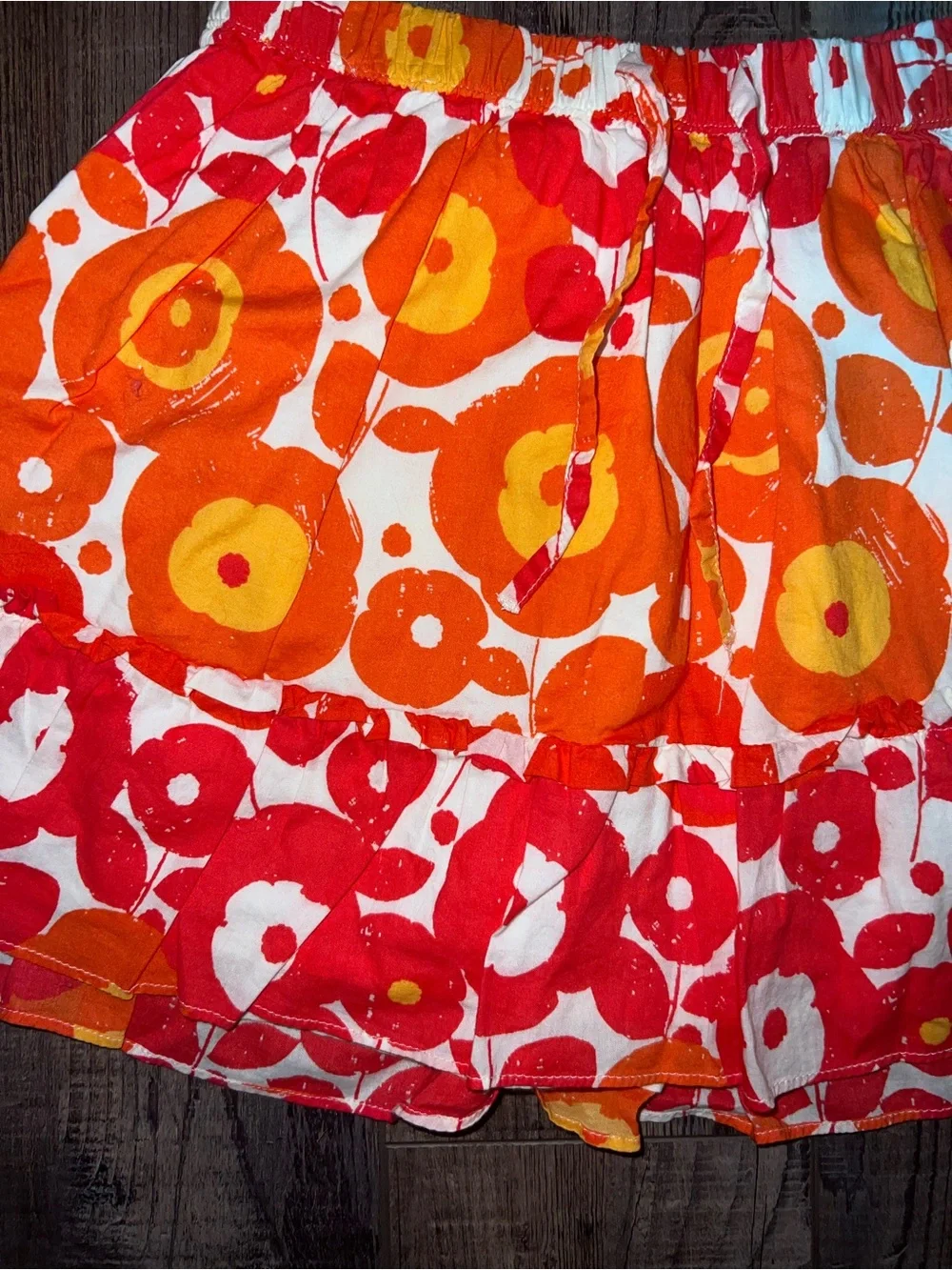Gap Floral Tiered Skirt - Orange & Red