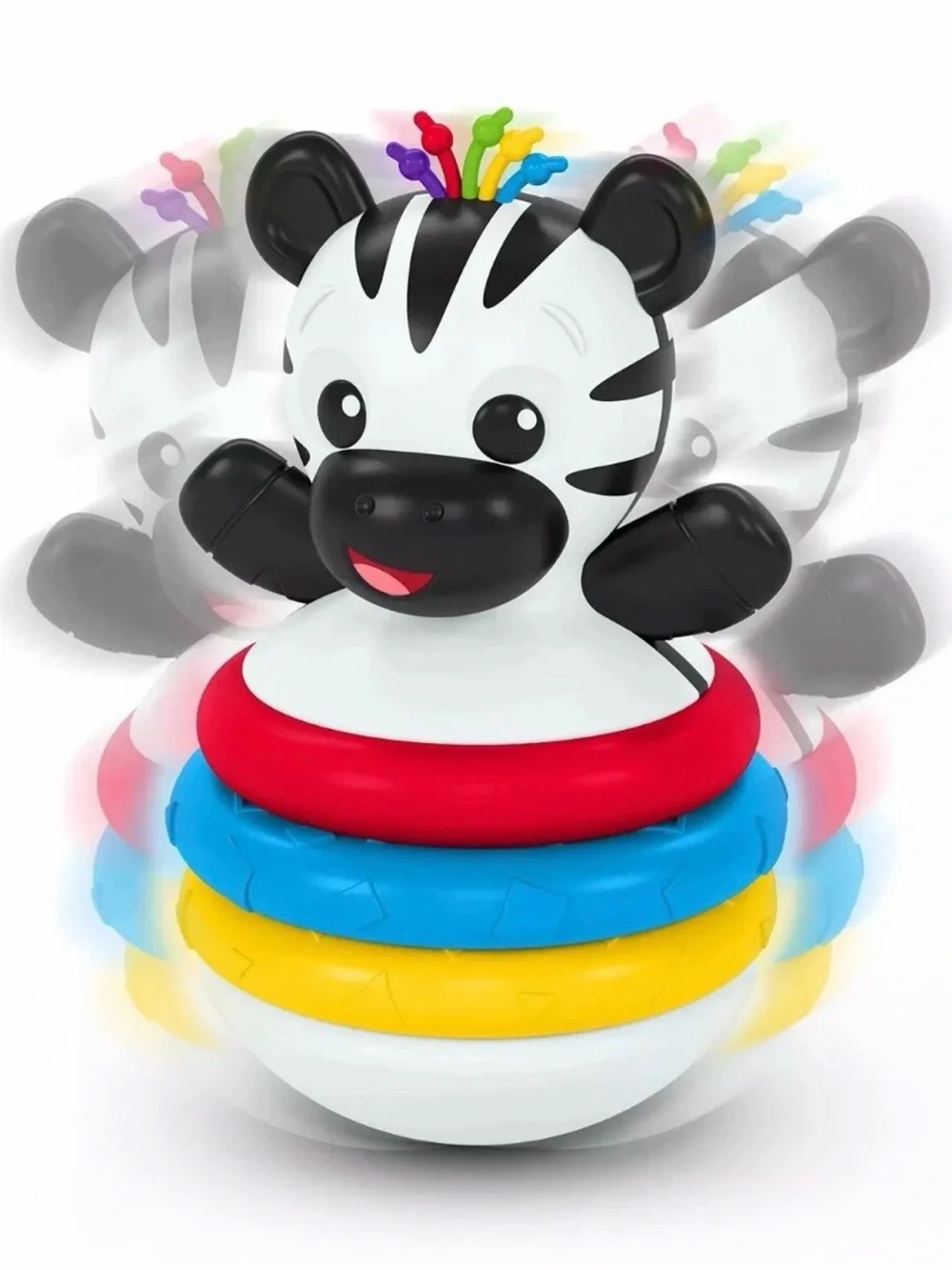 Baby Einstein Zebra Stack & Wobble Teether Toy - Black, White & Yellow