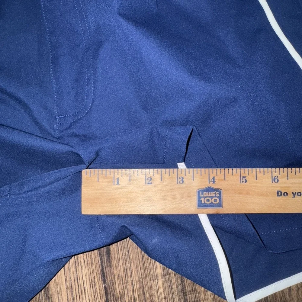 Parke & Ronen Men's Blue W/ White Trim Mesh Lined Swim Shorts Size 32 Pockets