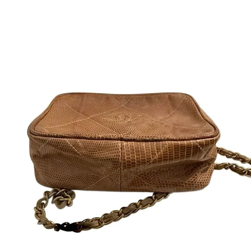 CHANEL Tan lizard Leather Crossbody Bag