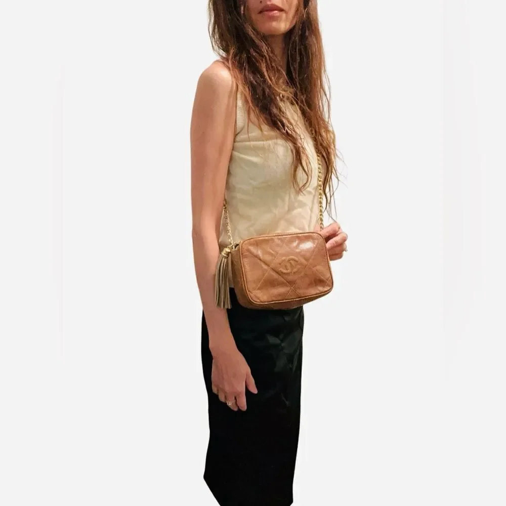 CHANEL Tan lizard Leather Crossbody Bag