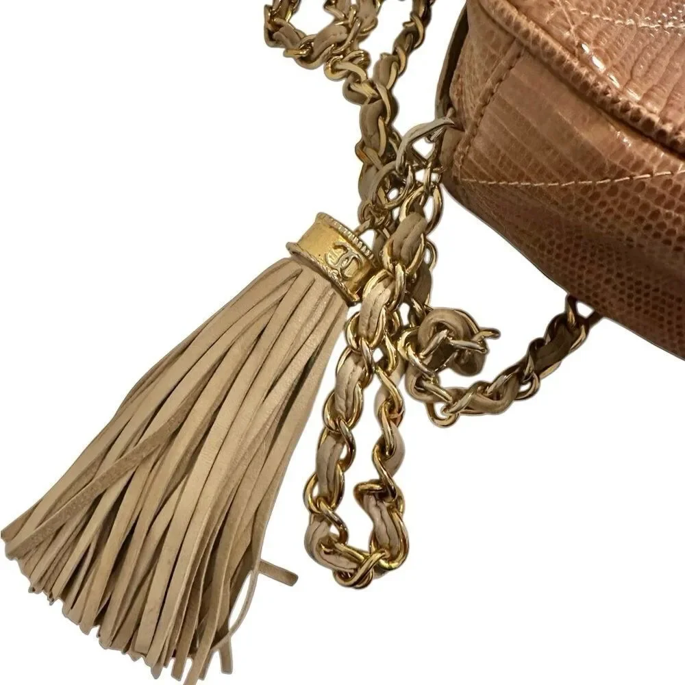 CHANEL Tan lizard Leather Crossbody Bag