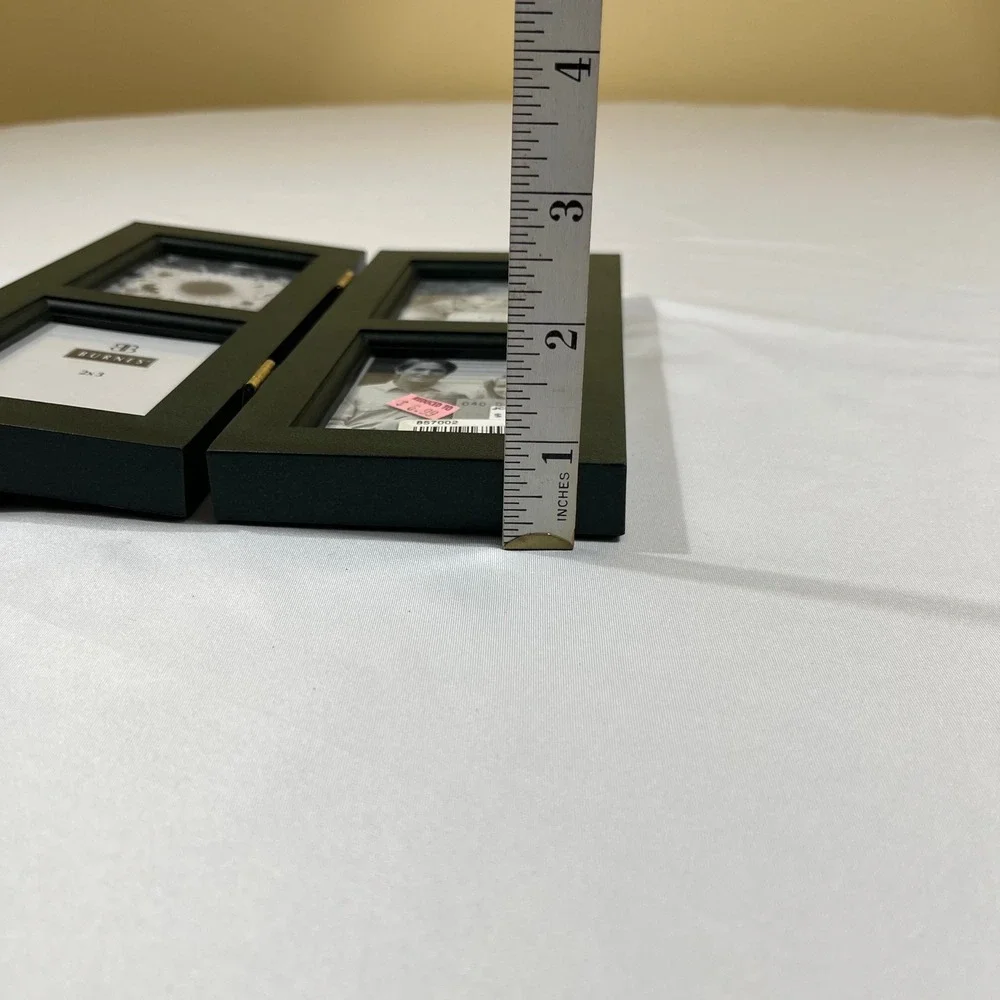 Burnes of Boston Picture Frame 2x3 Dark Green Hinged 4-Photo Wood Frame